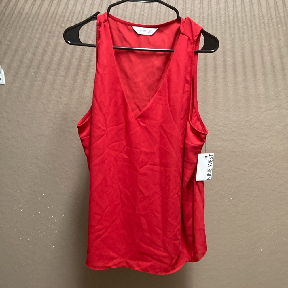 Nine West Red Tank Top with Scoop Neckline